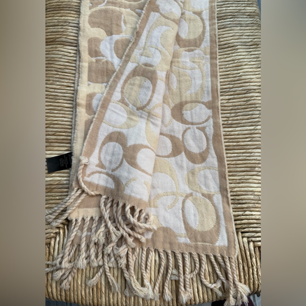 Tan & White Coach Winter Scarf
